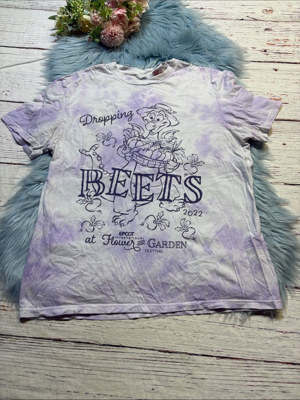 Disney Epcot International Flower and Garden Festival Purple Tie Dye Tee sz L